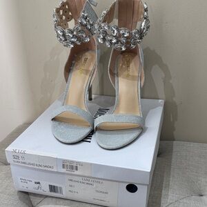 Silver Embellished Sandals Sz 11 new with box